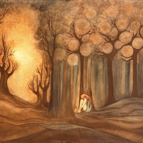 Flickan i skogen 55x75 cm