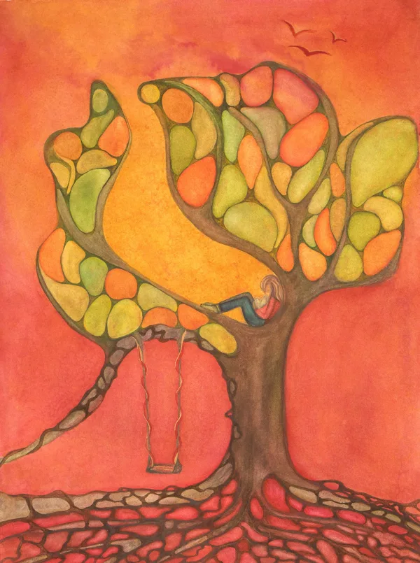 Flickan och trädet 55x73 cm (finns som fine art print)